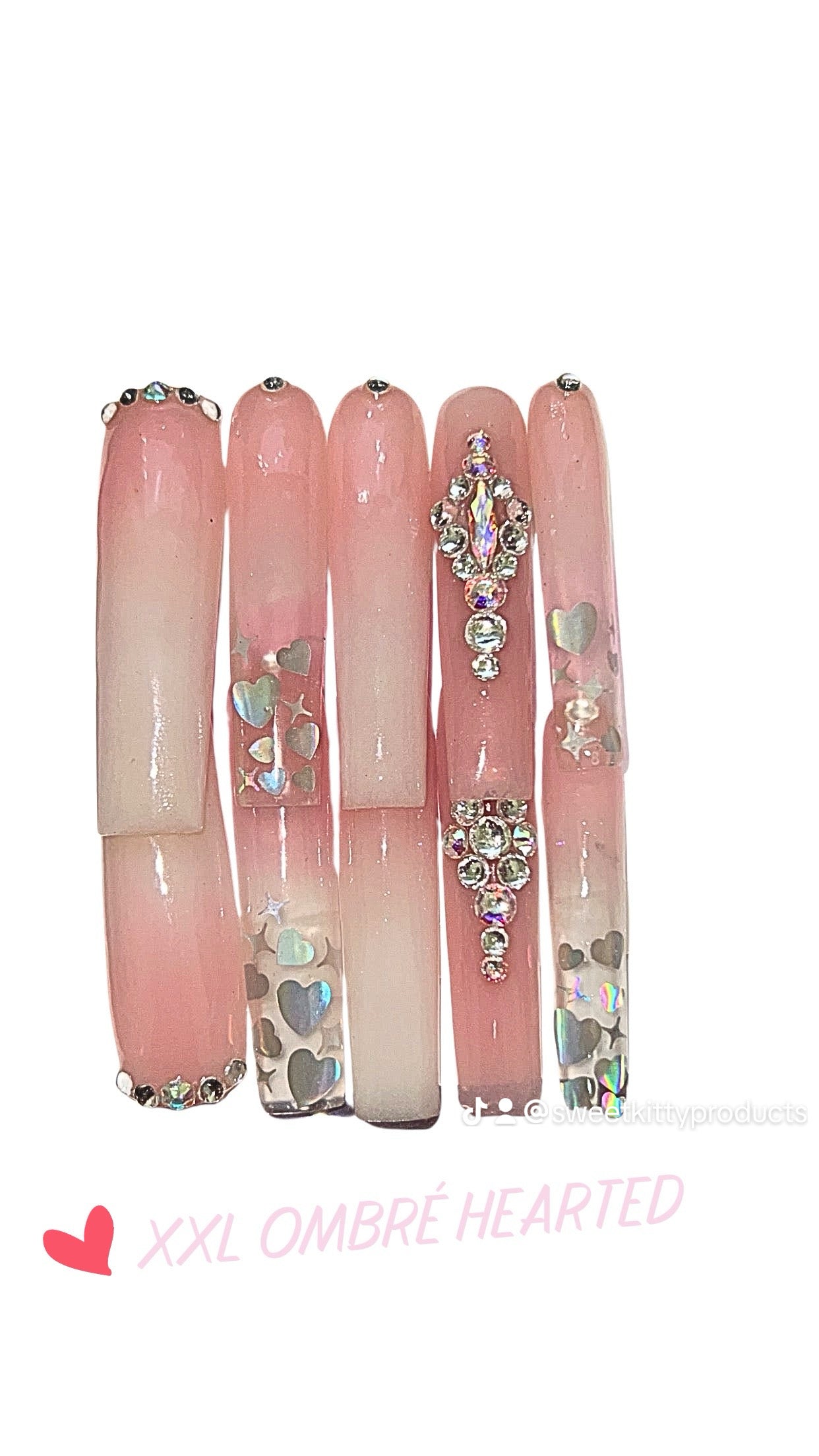 Pink and white silver hearted(Size Medium)