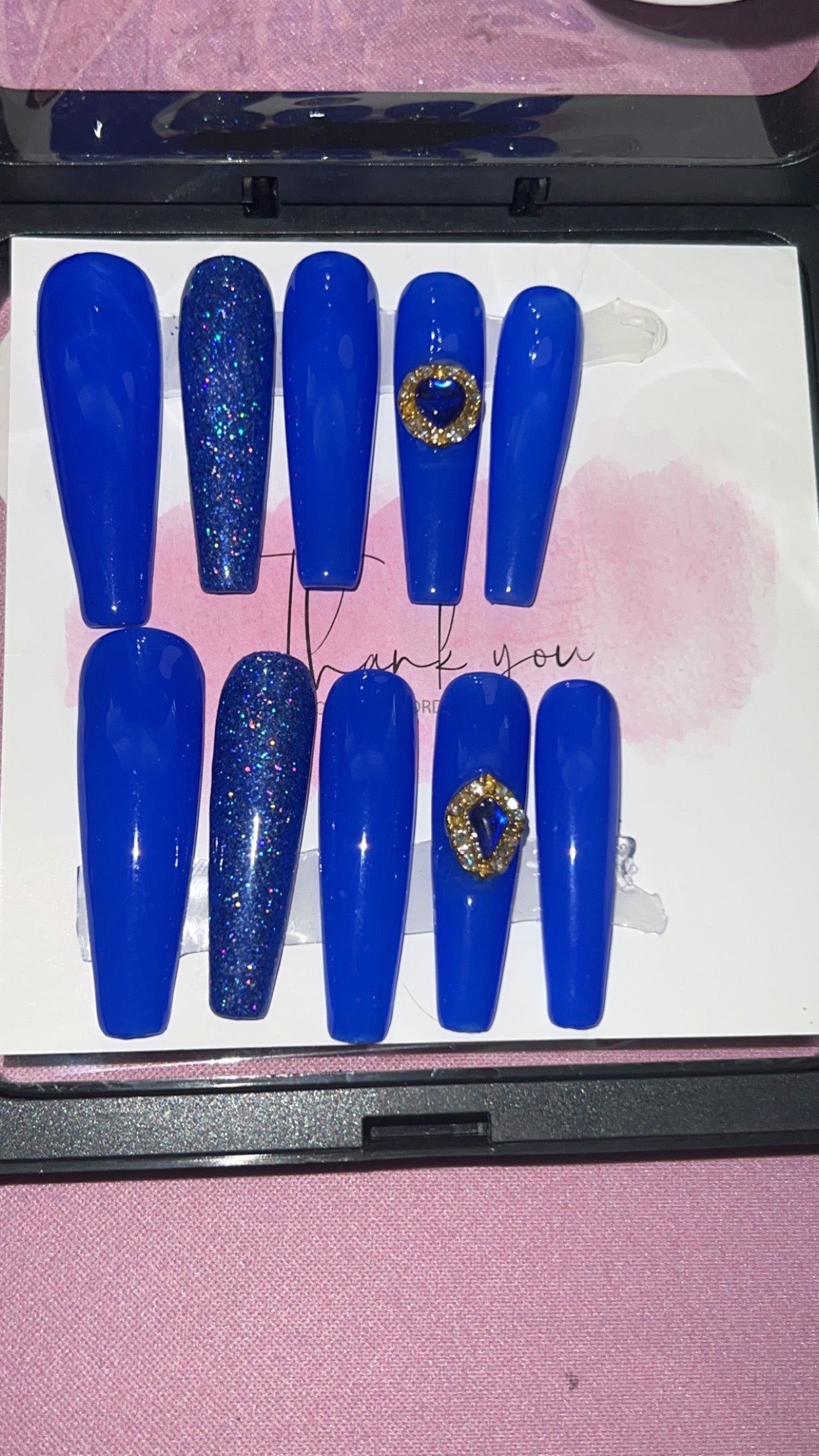 Blue Flame Acrylic Nail Set(Size Small)