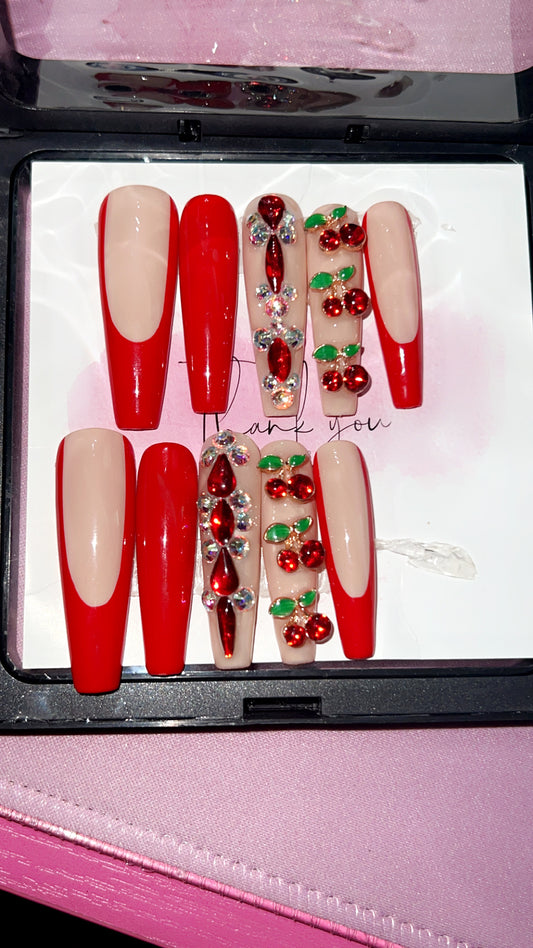 Cherry Bomb Acrylic Nail Set(Size Small)