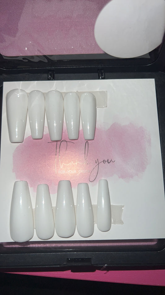 White on white Acrylic Nail Set(Small)