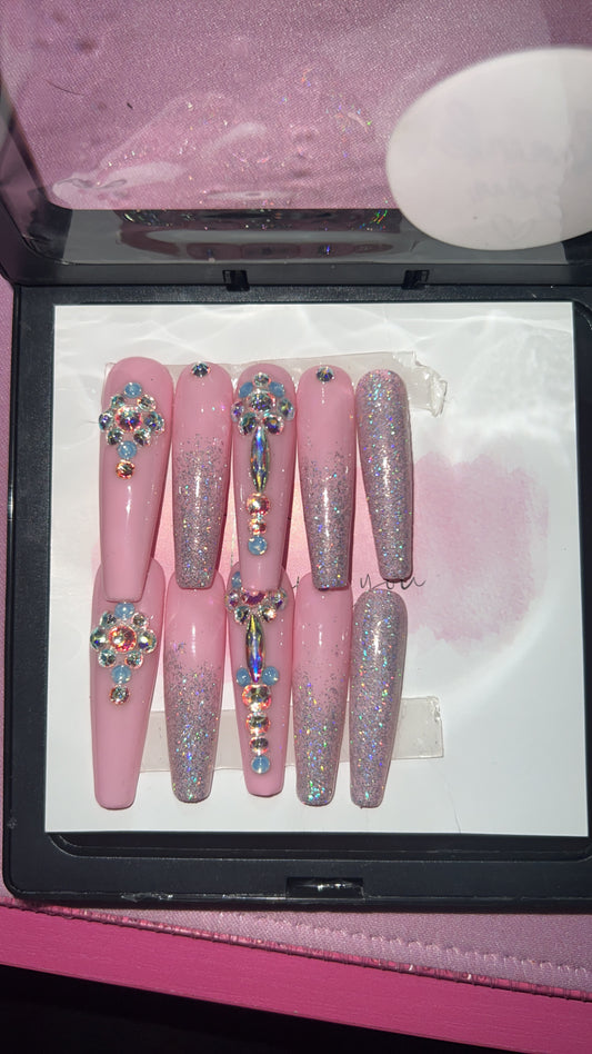 Pink Ice Acrylic Nail Set(Small)