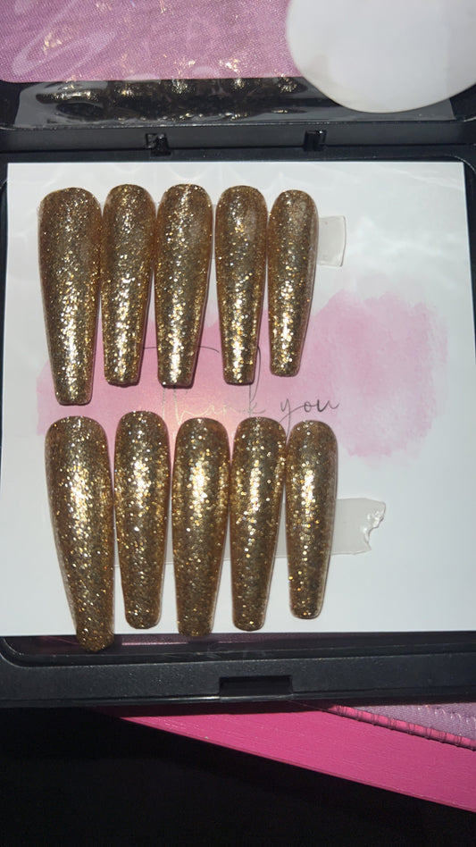 Golden Acrylic Nail Set(Small)