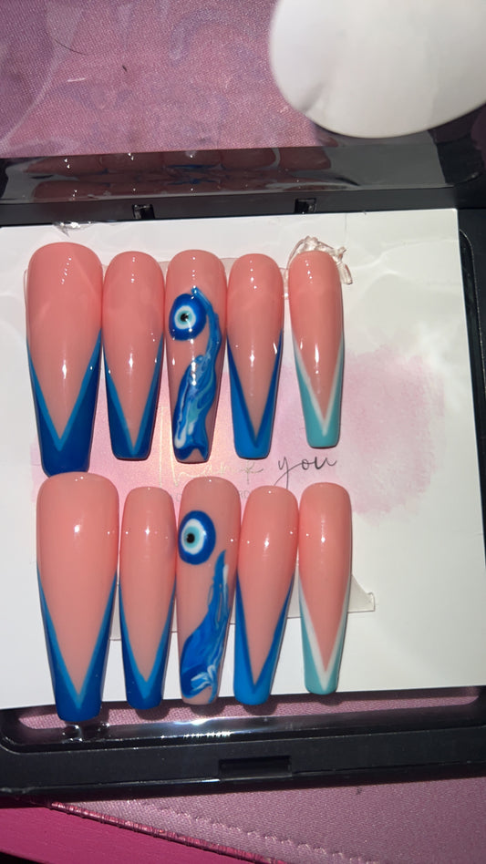 Blue Eye Acrylic Nail Set(small)