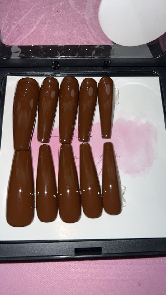 Dark Brown Acrylic Nail Set(Small)